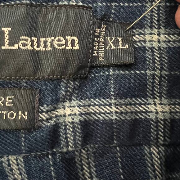 Vintage Ralph Lauren Blaire Flannel Shirt Blue Plaid Size Extra Large Utility - Picture 5 of 7